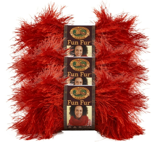 Lion Brand Yarn FUN FUR Eyelash Blue Orange Red Bulky crochet Knit Multi Color Craft